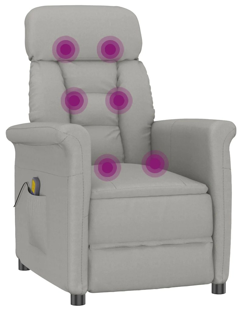 Cadeira de Massagem vidaXL Cinza Claro em Tecido Microfibra