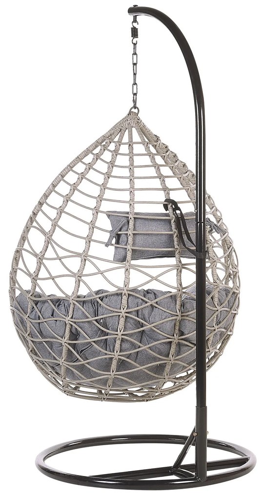 Cadeira suspensa em rattan cinzento com suporte ARSITA Beliani