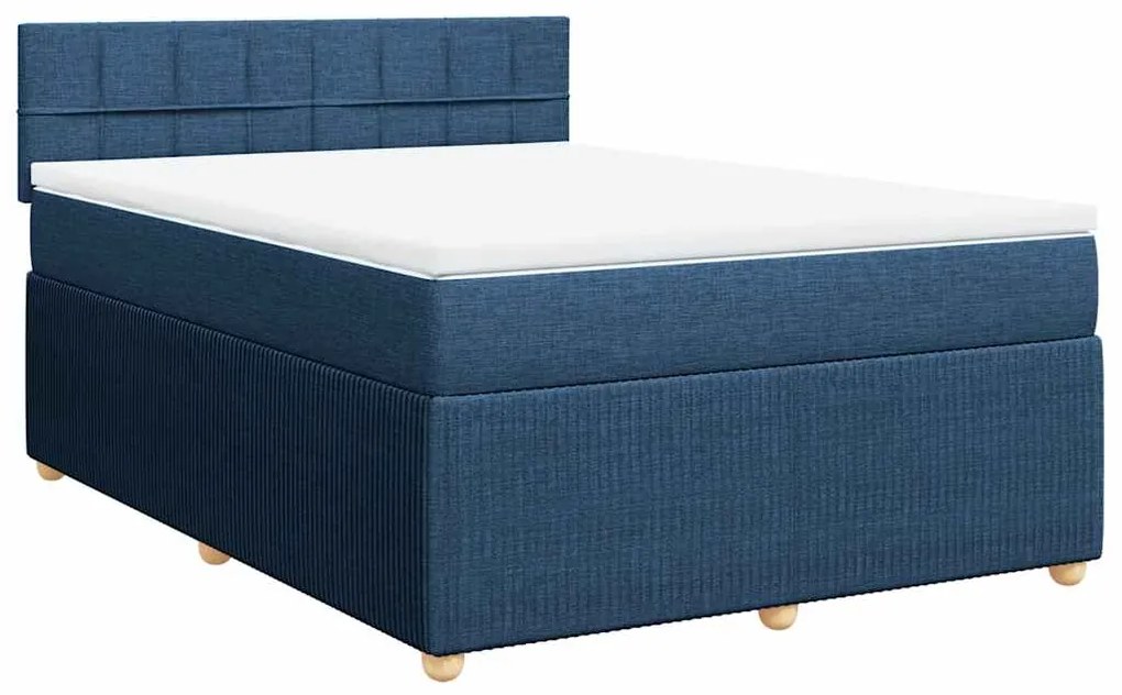 Cama com molas/colchão 160x200 cm tecido azul