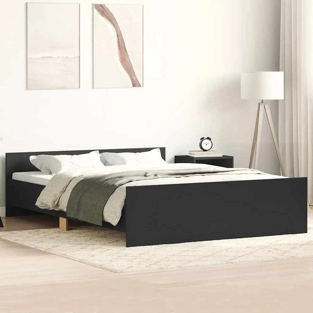 Estrutura de cama com cabeceira e pés 120x190 cm preto