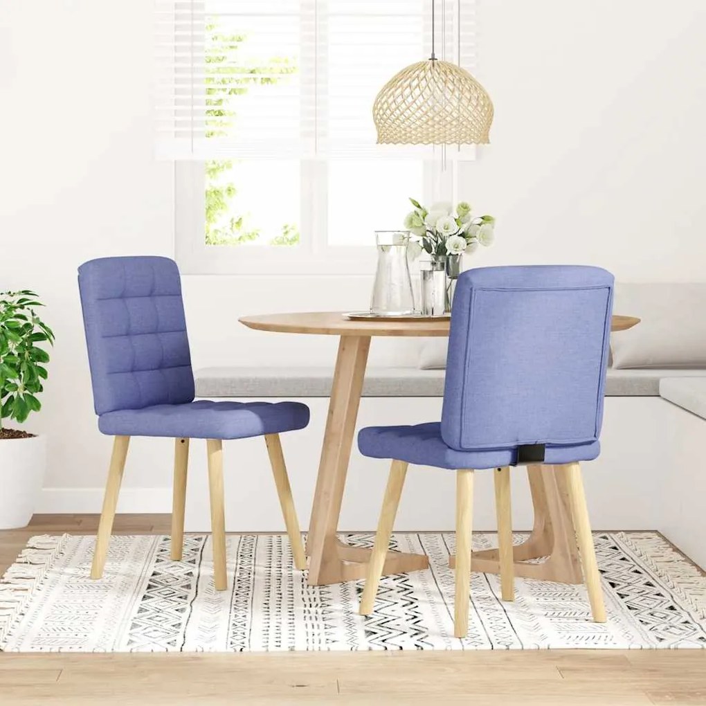 Cadeiras de jantar 2 pcs Jeans Tecido Azul