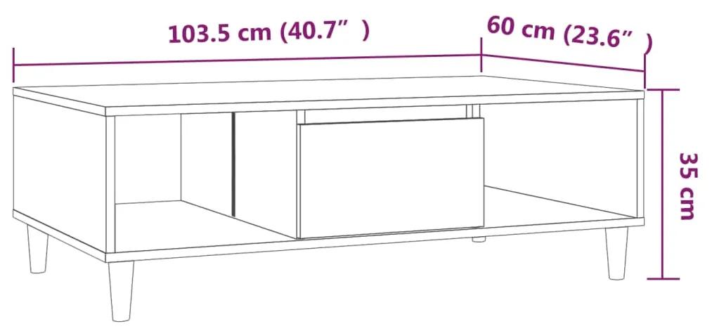 Mesa de centro 103,5x60x35 cm aglomerado carvalho fumado