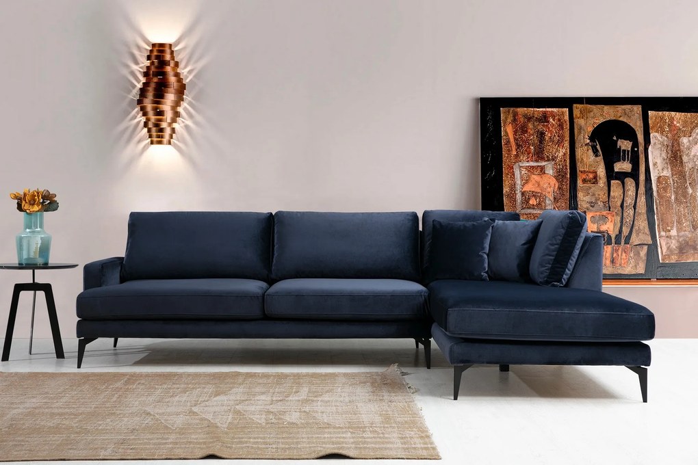 Sofá de Canto Papira - Azul Marinho - 283 x 180 x 90 cm