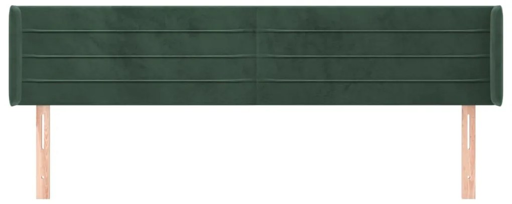 Cabeceira de cama c/ abas veludo 183x16x78/88cm verde-escuro