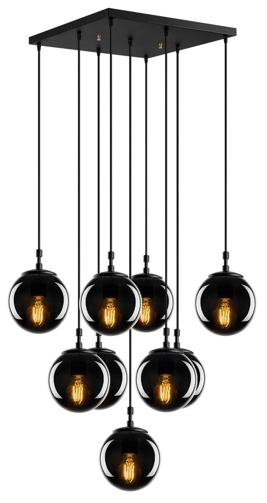Candeeiro de Teto Efe – Preto Fumado – 78 x 78 cm