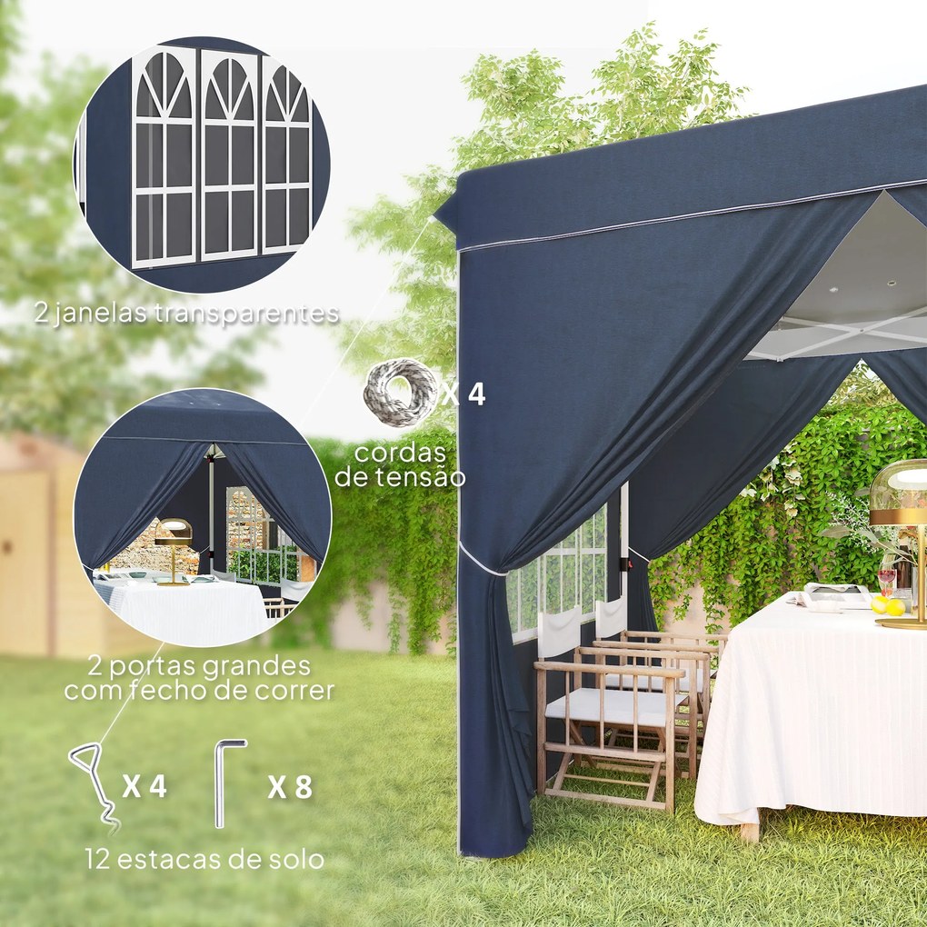 Tenda Dobrável Pop-Up Tenda 248x248x270 cm com 4 Paredes Laterais Anti