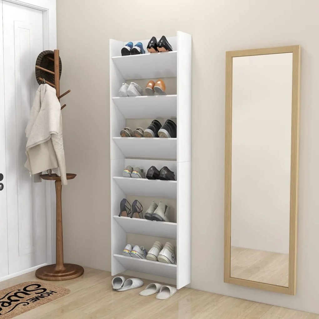 Sapateiras de parede 2 pcs 60x18x90 cm contraplacado branco