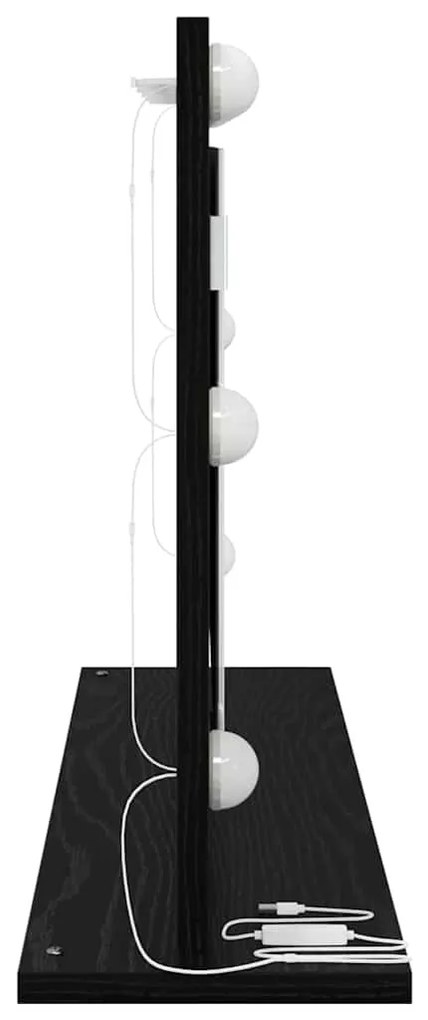 Espelho de Vanity com Luzes LED Carvalho Preto 80x45x18 cm