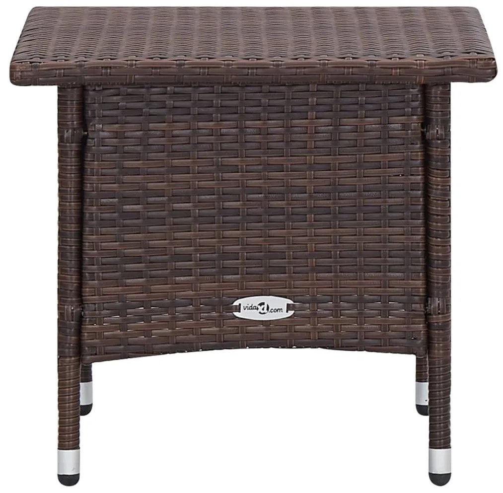 3 pcs conjunto lounge jardim c/ almofadões vime PE castanho
