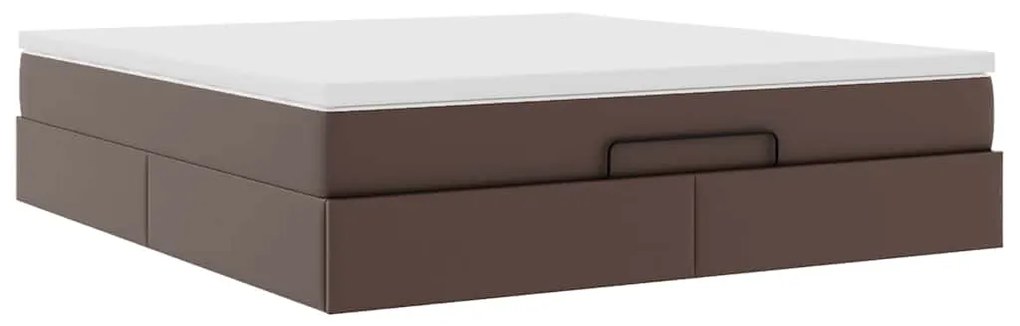 Estrutura de cama otomana com colchão 180x200 cm castanha