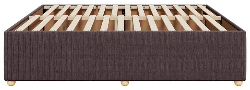 Estrutura de cama sem colchão 200x200 cm tecido castanho-escuro