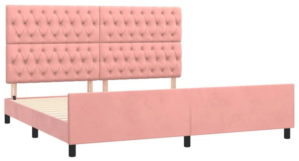Estrutura de cama c/ cabeceira 200x200 cm veludo rosa