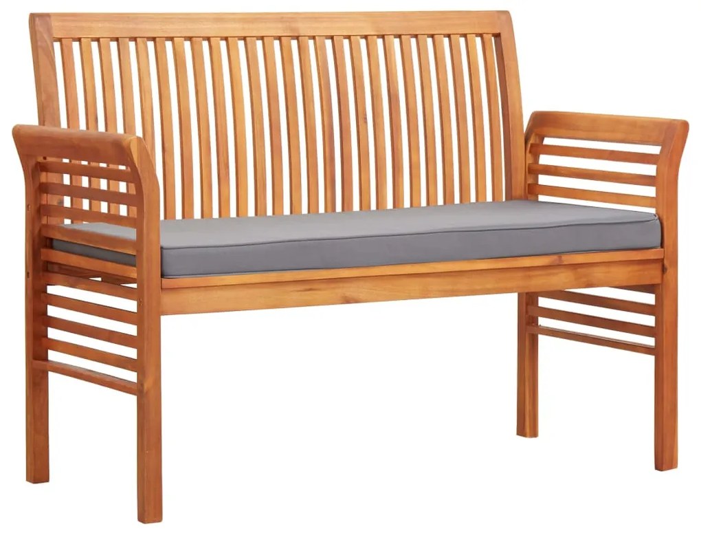 vidaXL Banco de jardim 2 lugares c/ almofadão 120 cm acácia maciça