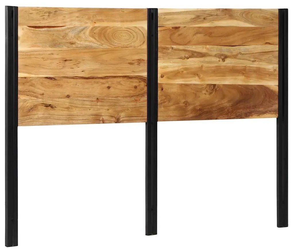 vidaXL Cabeceira de cama 140 cm madeira de acácia maciça/ferro