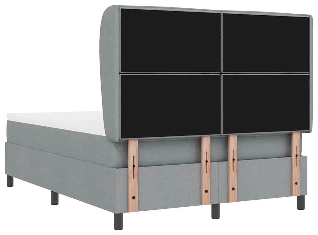 Cama Box com Colchão Cinza Claro 140x200 cm - Tecido