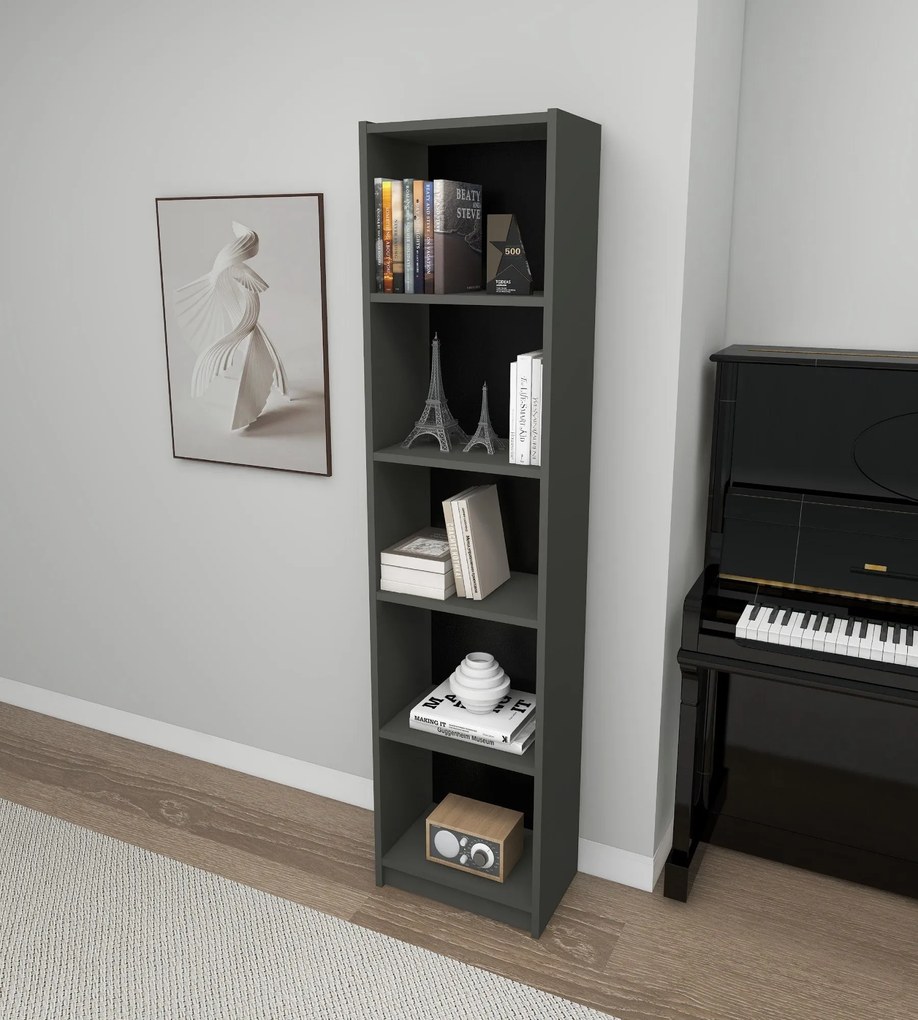 Estante Fulya – Cinzento Escuro – 40x180x28 cm
