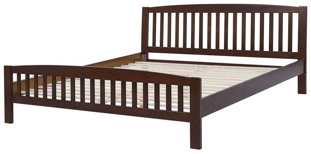 Cama de casal em madeira castanha escura 180 x 200 cm CASTRES Beliani
