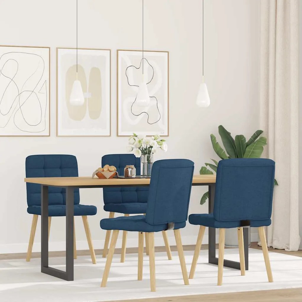 Cadeiras de jantar 4 pcs tecido azul