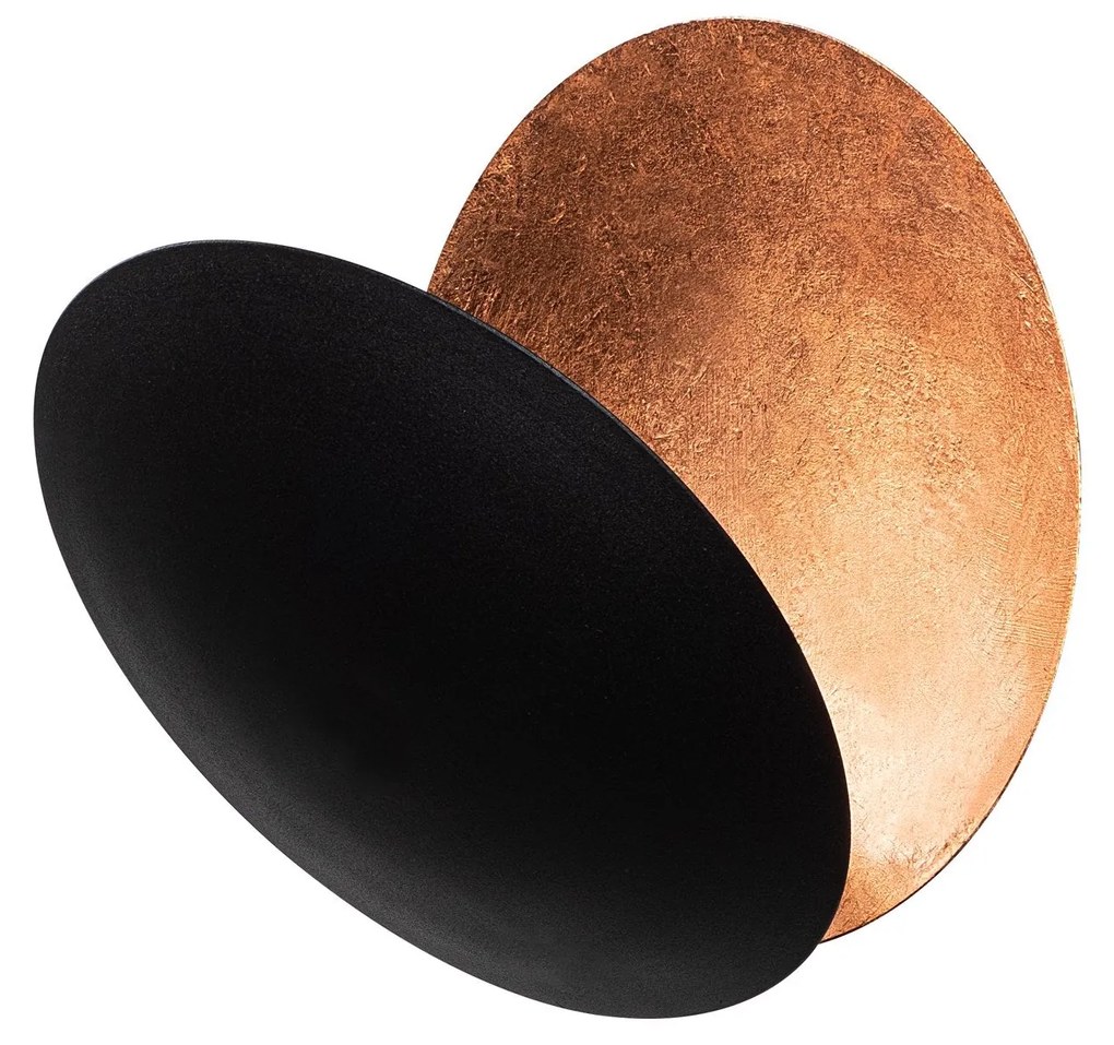 Candeeiro de Parede Yosma - Preto e Cobre - 25x25x16cm