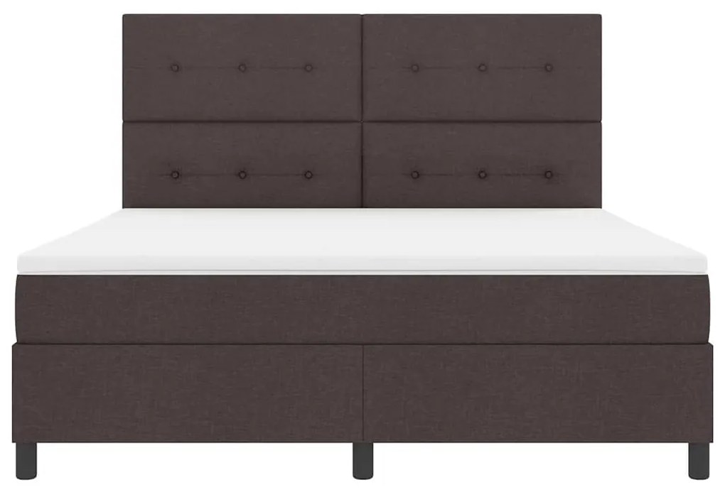 Cama Box Spring com Colchão Castanho Escuro Super King Tecido