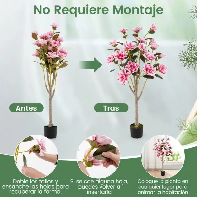 Árvore de Magnólia 130 cm com folhas PEVA Troncos multi-ramificados Musgo realista Verde, Branco, Rosa