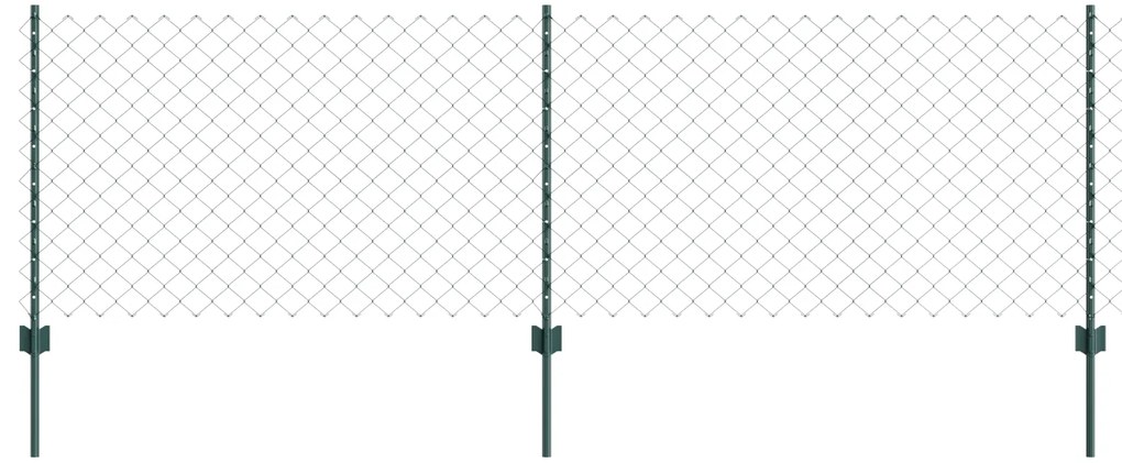 Cerca de Cadeia com 10 Postes em U Verde 0.8x10 m Aço