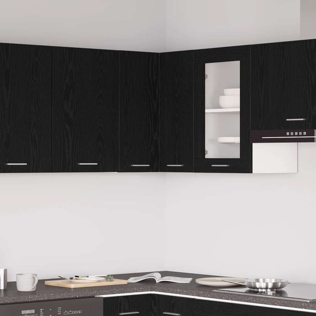 vidaXL Armário de Canto Suspenso - Carvalho Preto - 57 x 57 x 60 cm - Feito de Madeira Engenheirada