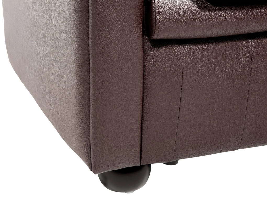 Sofá de 3 lugares em pele castanha CHESTERFIELD Beliani