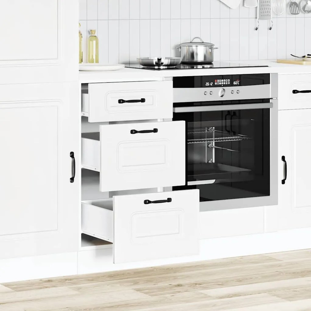 Armário de cozinha baixo Kalmar madeira artificial branca