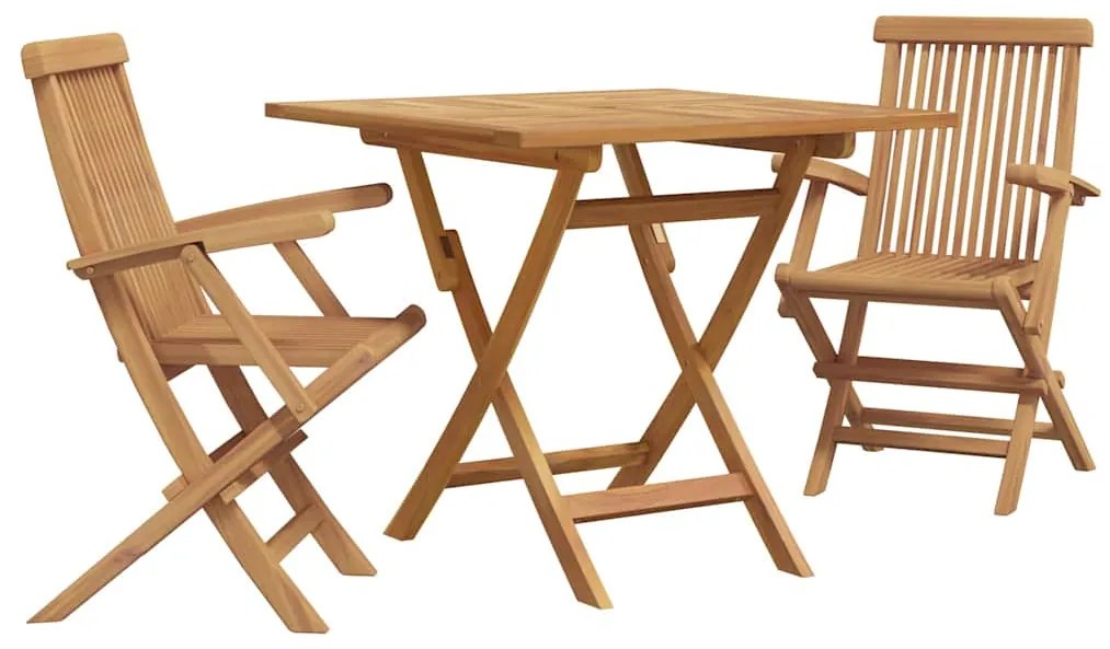 Conjunto Bistro de 3 Peças Dobrável para Jardim de Madeira Sólida de A