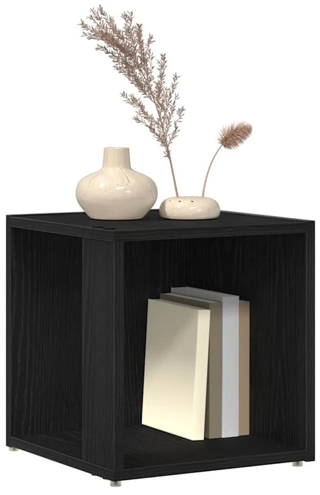 Mesa Lateral vidaXL Madeira de Carvalho Preta 33x33x34,5 cm em Madeira