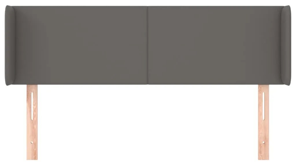 Cabeceira de cama c/ abas couro artificial 147x16x78/88cm cinza