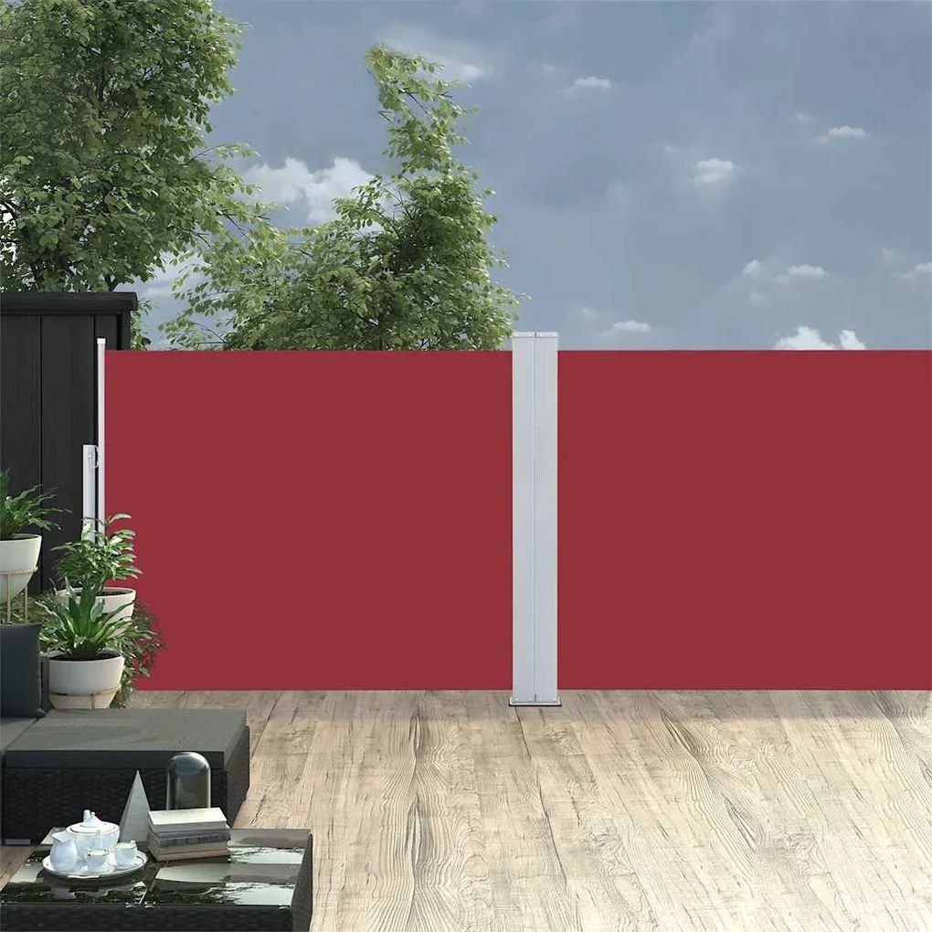 Toldo lateral retrátil para pátio 170x1200 cm vermelho