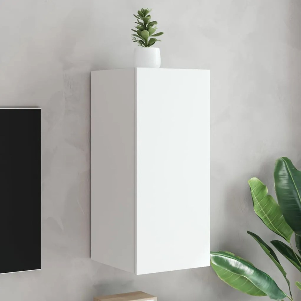 Móvel de parede para TV com luzes LED 30,5x35x70 cm branco