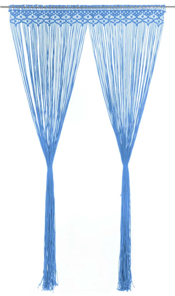 vidaXL Cortina macramé 140x240 cm algodão azul