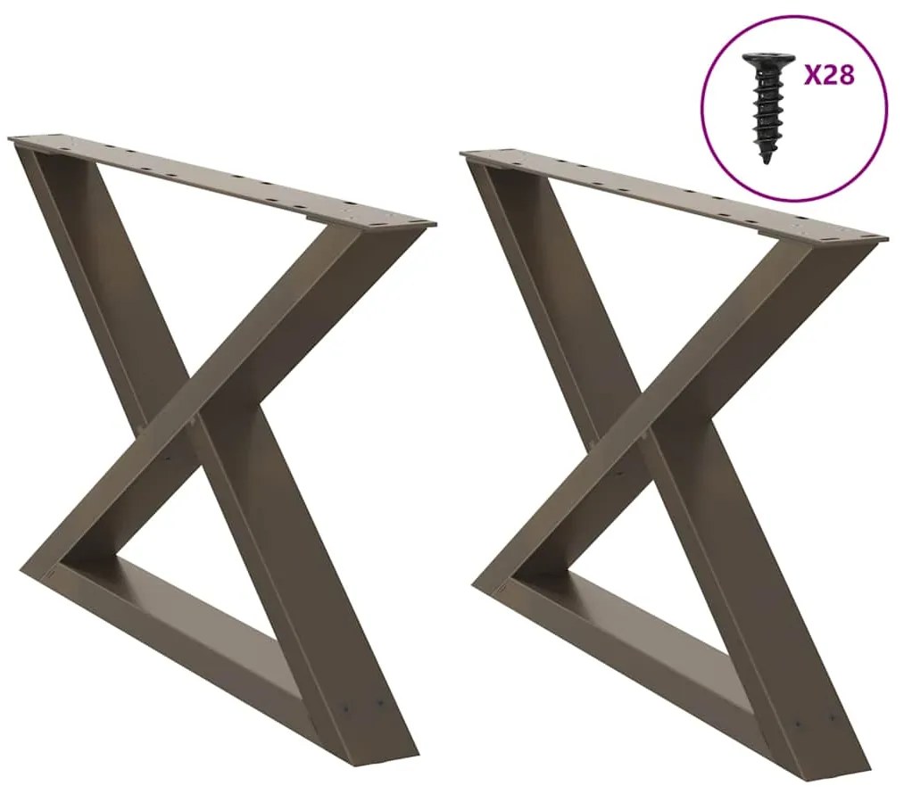 vidaXL Pés para mesa de centro 2 peças aço natural 70x(42-43,3) cm aço