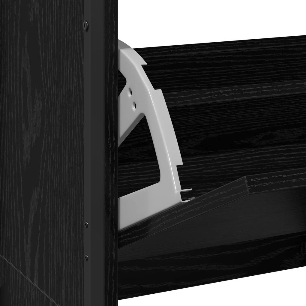 Gabinete de Sapatos com 4 Gavetas Basculantes Carvalho Preto 100x34x11