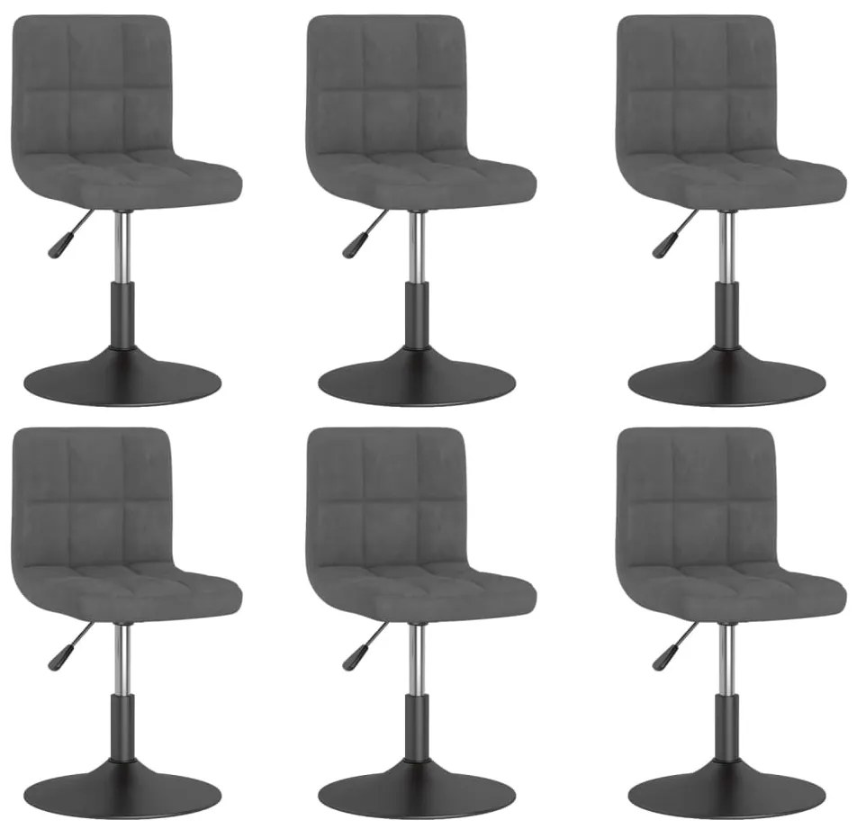 Cadeiras de jantar giratórias 6 pcs veludo cinzento-escuro