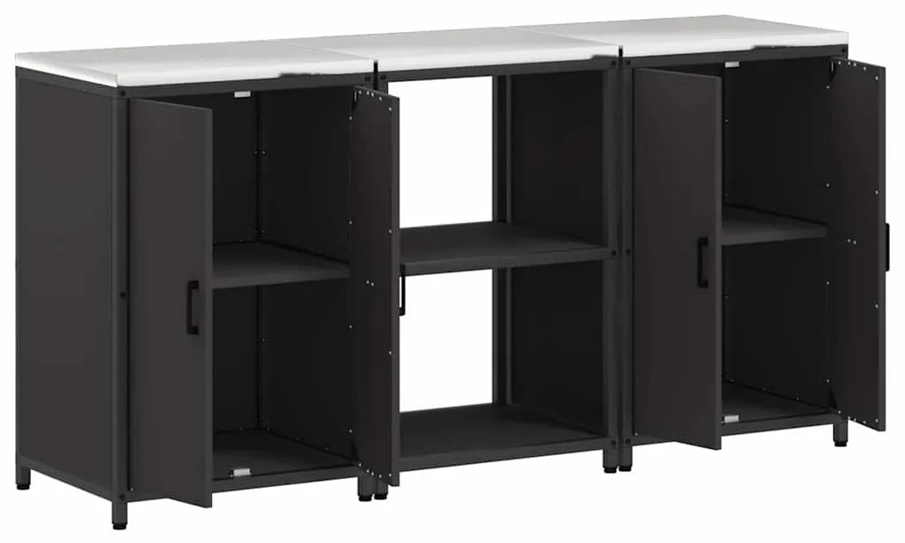 Conjunto de Armazenamento de Cozinha com prateleira 3 pcs Preto