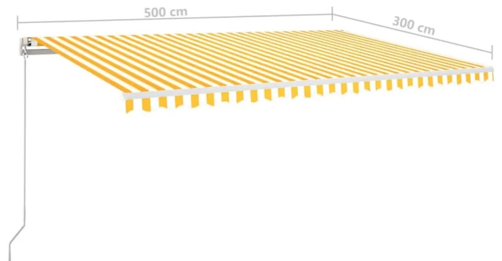 Toldo retrátil manual 500x300 cm amarelo e branco