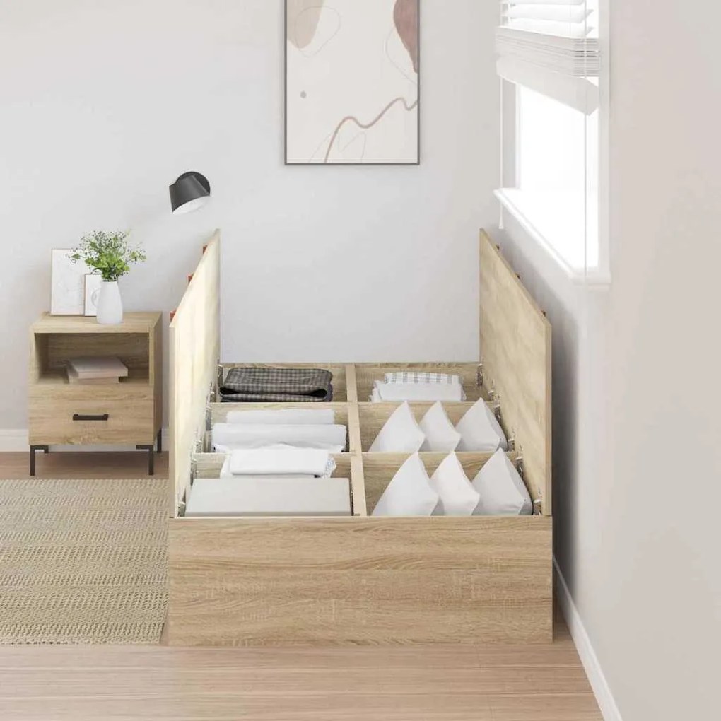Cama de Armazenamento em Carvalho Sonoma 80x200 cm