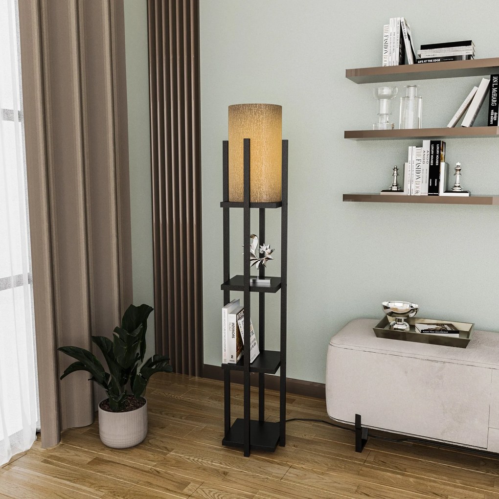 Candeeiro de Chão Shelf Lamp – Preto – 25x25x130 cm