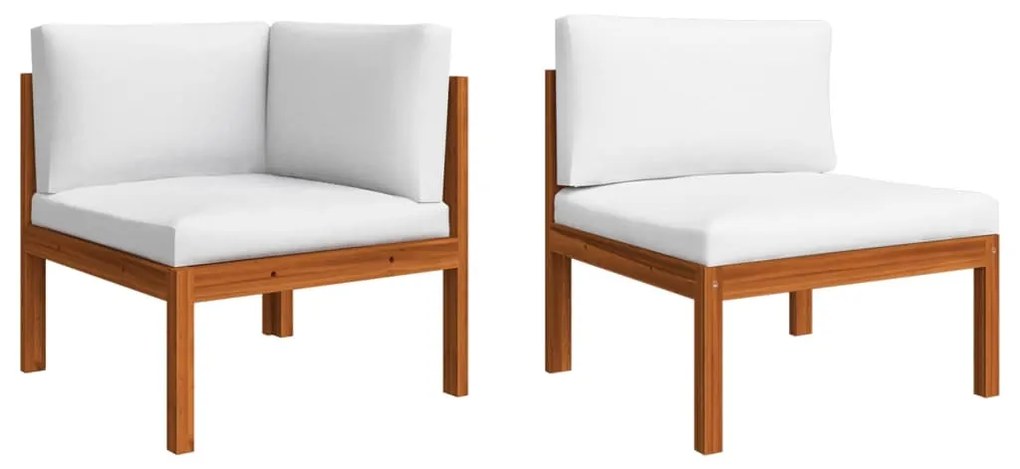 9 pcs conjunto lounge jardim c/ almofadões acácia maciça creme