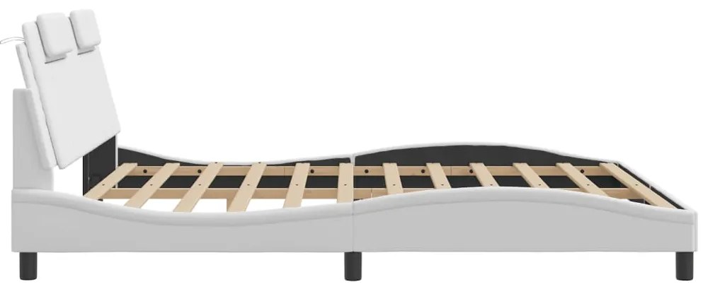 Estrutura cama c/ luzes LED 180x200 cm couro artificial branco