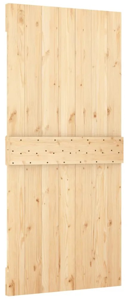 Porta de correr com ferragens 95x210 cm madeira de pinho maciça
