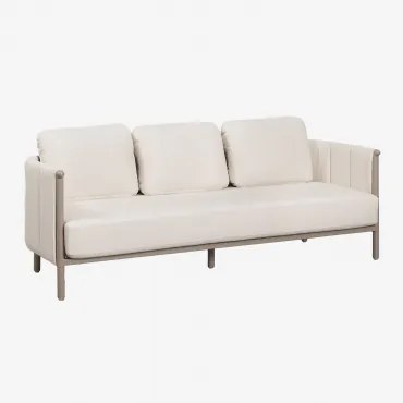 Sofá De Jardim De 3 Lugares Estofado E Em Alumínio Boleni Bouclé Branco Gardénia - Sklum