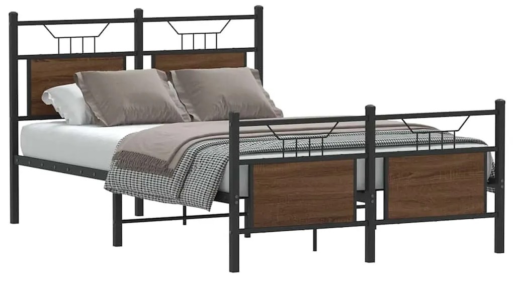 vidaXL Estrutura cama s/ colchão derivados madeira carvalho castanho