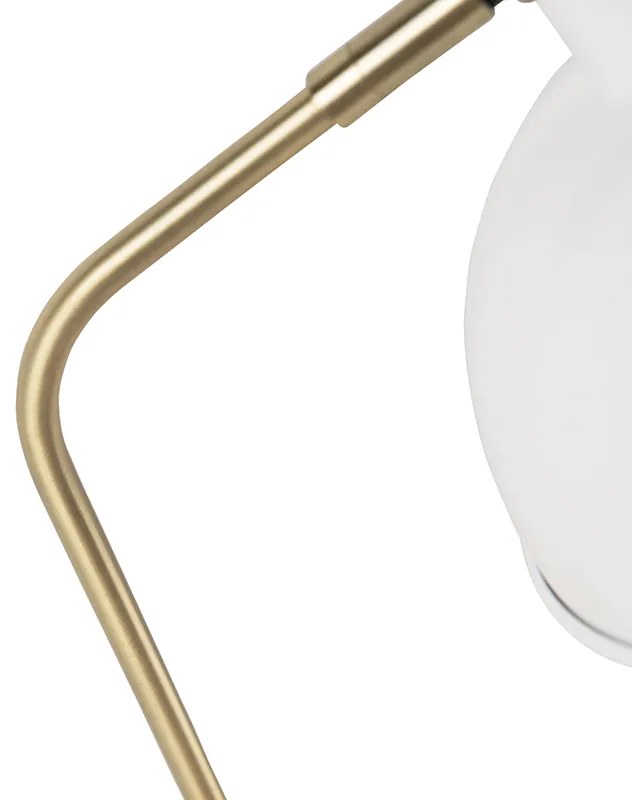 Candeeiro de Mesa Retro Branco com Bronze 38cm - Milou