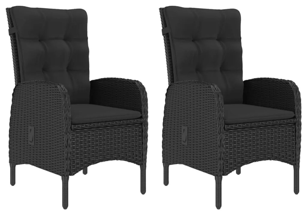 3 pcs conjunto de jantar para jardim preto