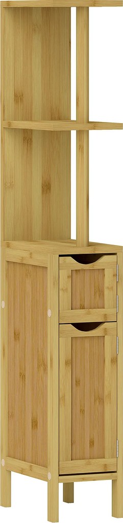 Coluna Casa de Banho Móvel Casa de Banho com Portas e Prateleiras Abertas Armário Casa de Banho Moderno 18x30x120 cm Madeira